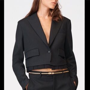 Zara Limited Edition blazer Studio collection cropped box pleat hem